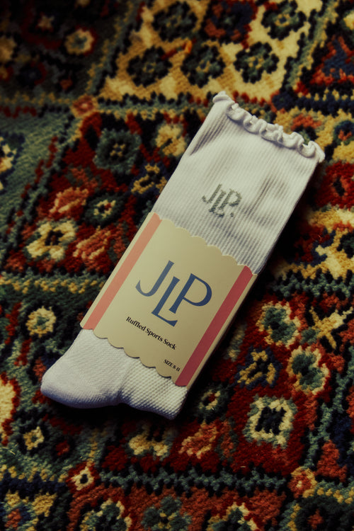 Ruffled Sport Socks White